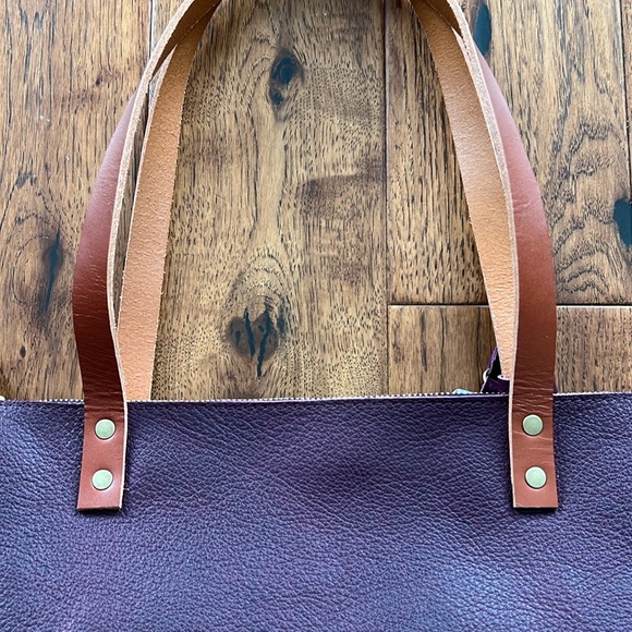 Portland Leather Purple Leather Tote Bag - Picture 3 of 11